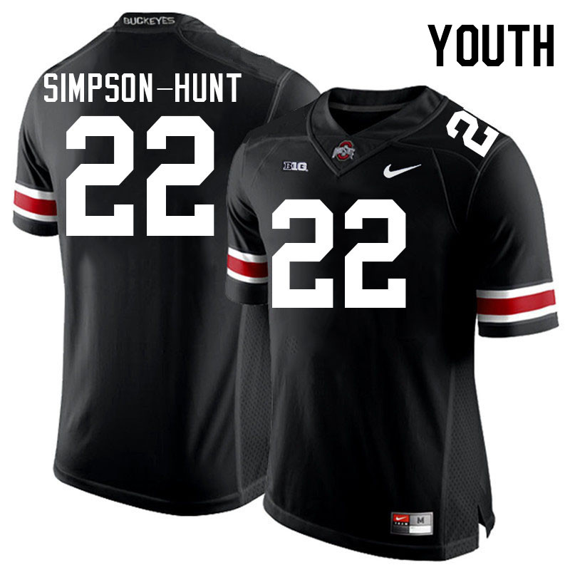 Ohio State Buckeyes Calvin Simpson-Hunt Youth #22 Authentic Black College Football Jersey 2404ACVL5